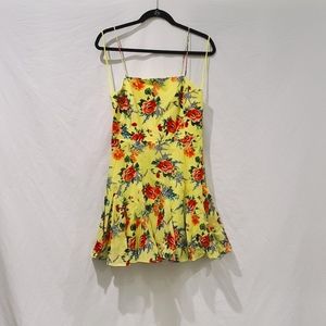 Alice + Olivia Ginny Floral Express Lemon Sorbet Mini Dress